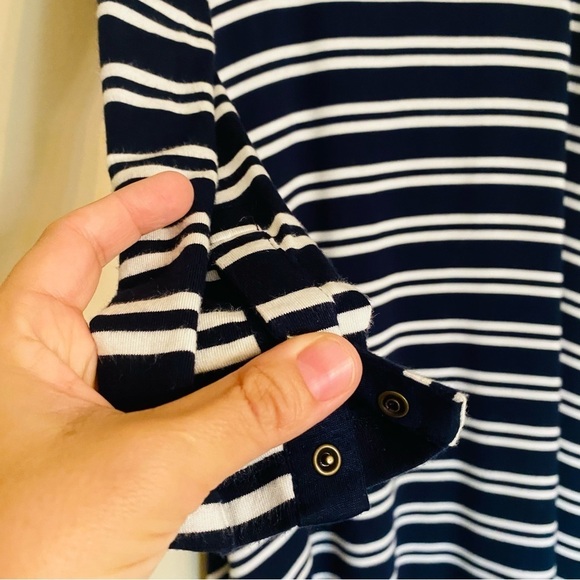 Maeve Anthropologie Navy Blue White Striped Nautical Marine Dress Size Small - Picture 5 of 15